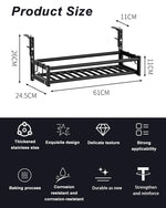 HASTHIP® Stainless Steel Hanging Rack with Hooks Balcony Railing Rack Detachable Screw Mounting 23.6 inches Multipurpose Shelf Rack Shoes Drying Rack for Balcony Metal Railing