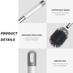 HASTHIP Silicone Toilet Brush Set for Bathroom with 17cm Long Handle and Ventilated Holder | Flexible Bristles Cleaner