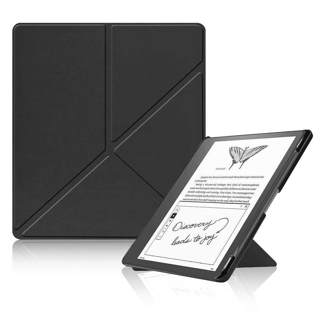 HASTHIP® Case Cover for Kindle Scribe 10.2 Inch 2022, Slim PU Leather Protective Stand Case, Fashion Folio Shell, Auto Wake/Sleep, Multi-Angle Stand, Compatible Kindle Scribe E-Reader - Black