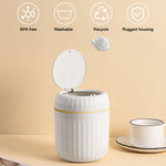 HASTHIP Small Dustbin for Desk and Bathroom featuring Press Lid and 13x16cm ABS Body | White