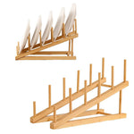 HASTHIP Plate Stands for Display with 5 Tier Stepped Design and Solid Wood Craft Show Use