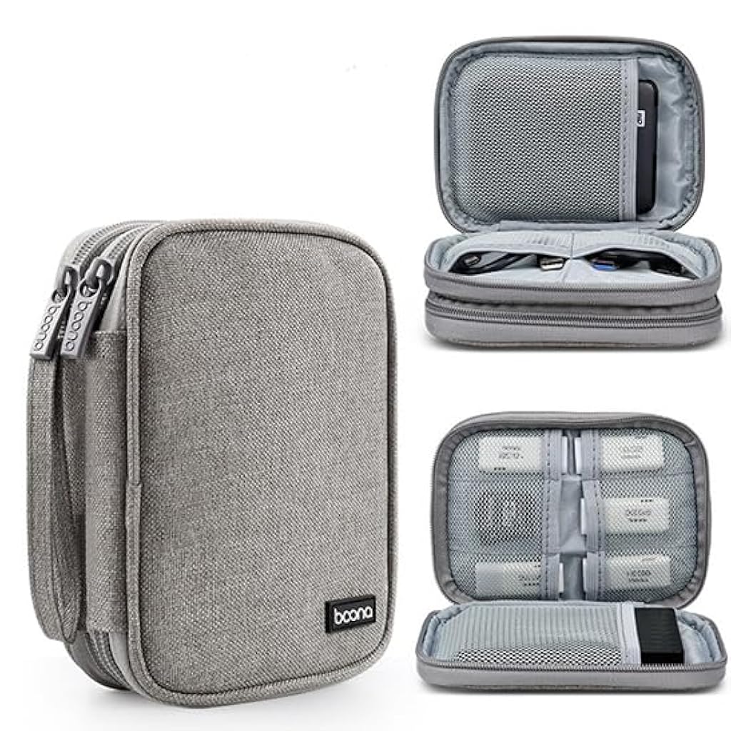 HASTHIP® Portable Carrying Case for 2.5 Inch SSD Hard Drive, Double Layer Protective Storage Bag with Zipper & Strap, Travel Organizer for External Drives & Accessories