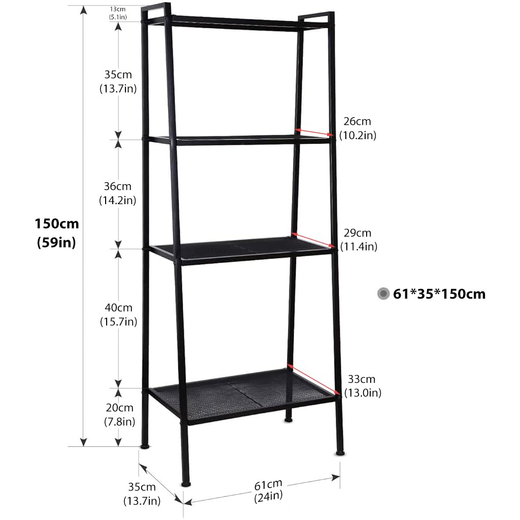 HASTHIP 4 Tier Metal Plant Stand for Balcony with Tapered Frame | Indoor Outdoor Decor Shelf