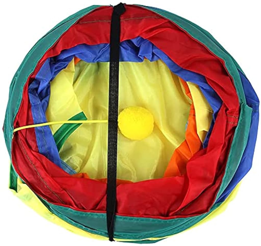HASTHIP® Juguete Túnel para Gatos 3 en 1 Arcoíris Plegable con Papel Crujiente y Pelota,Tubo Interactivo para Mascotas Pequeñas,Ejercicio Escondite y Entrenamiento Interior Exterior