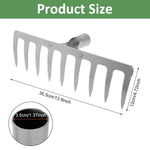 HASTHIP Garden Rake Head for Lawn and Soil Work with 9 Teeth and 37cm Rust‑Resistant Steel