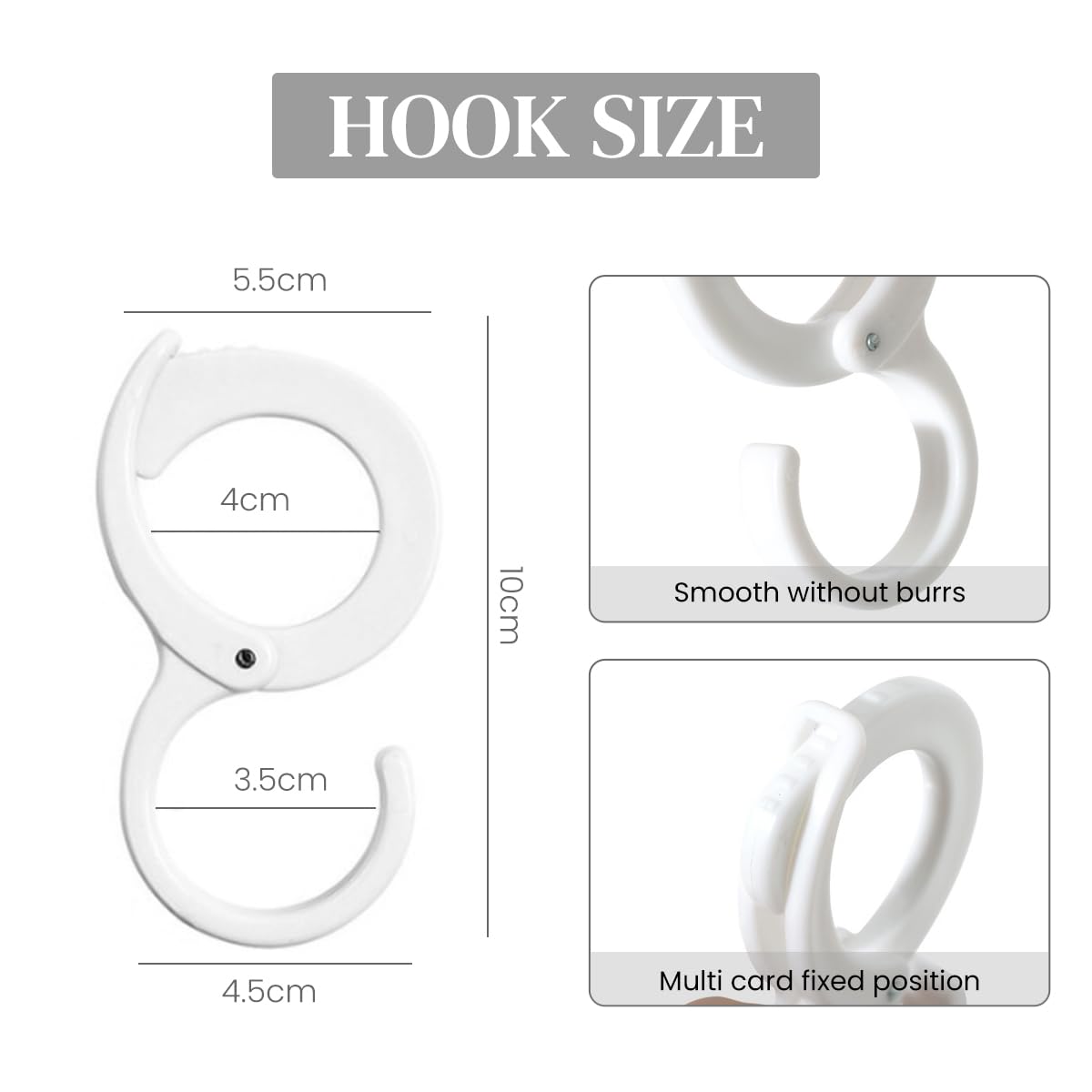 HASTHIP Utility S Hooks for Bike and Household Use with Adjustable Open Loop | 20pcs Plastic Snap-on Design