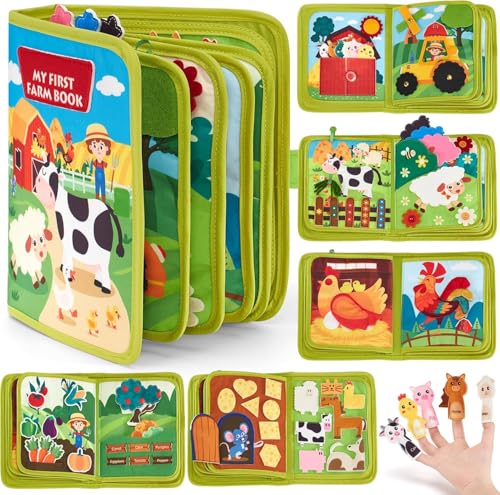 HASTHIP® Farm Animal Busy Book for Toddlers Busy Board for 1 2 3 4 Year Old Boy Girl Birthday Gift, Educational Learning Quiet Activity Books, Montessori