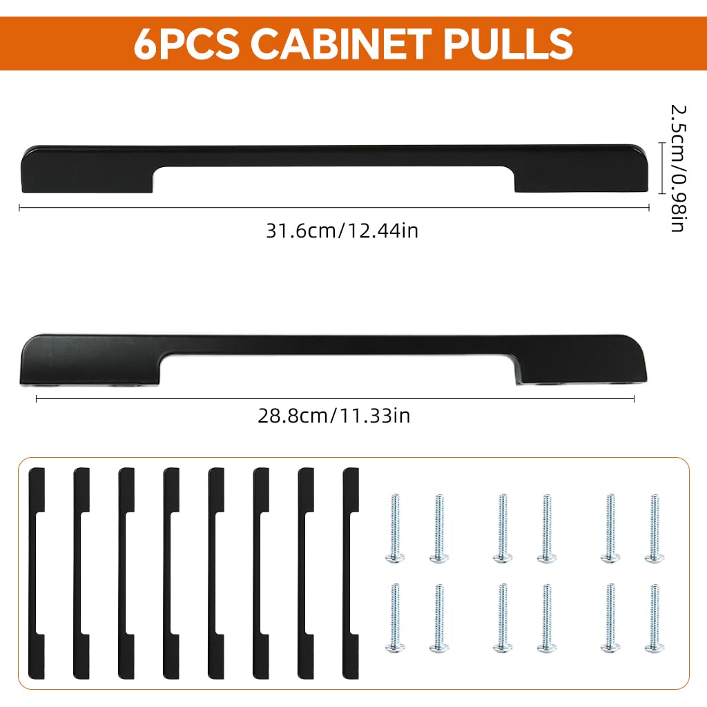 HASTHIP Cabinet Pulls for Kitchen and Vanity with 12.4 in Ergonomic Grip | Sleek Black Aluminum Handles