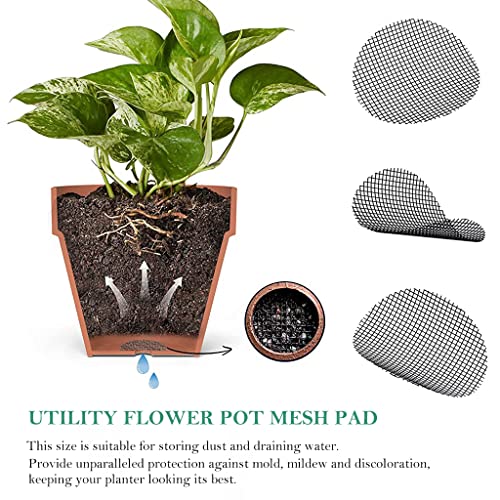 HASTHIP® 150PCS Flower Pot Hole Mesh Pad for Keep Soil from Flowing Away, 10cm Round Drainage Hole Screens for Bonsai Pot, Succulent, Table Top Planters