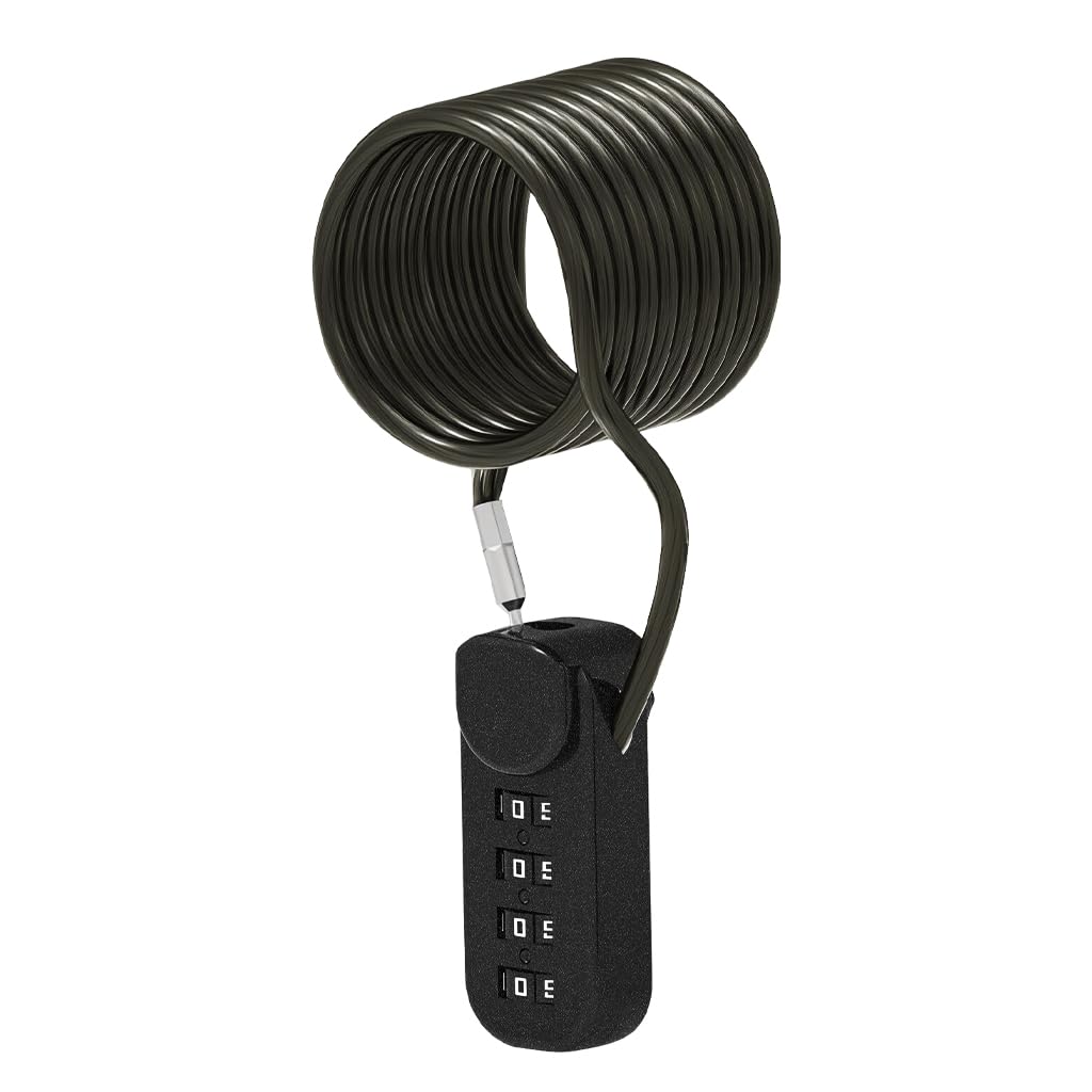 HASTHIP Metal Coil Cable Lock for Bike and Luggage featuring 1.2m Cable and 4 Digit Combo | Keyless Portable Security