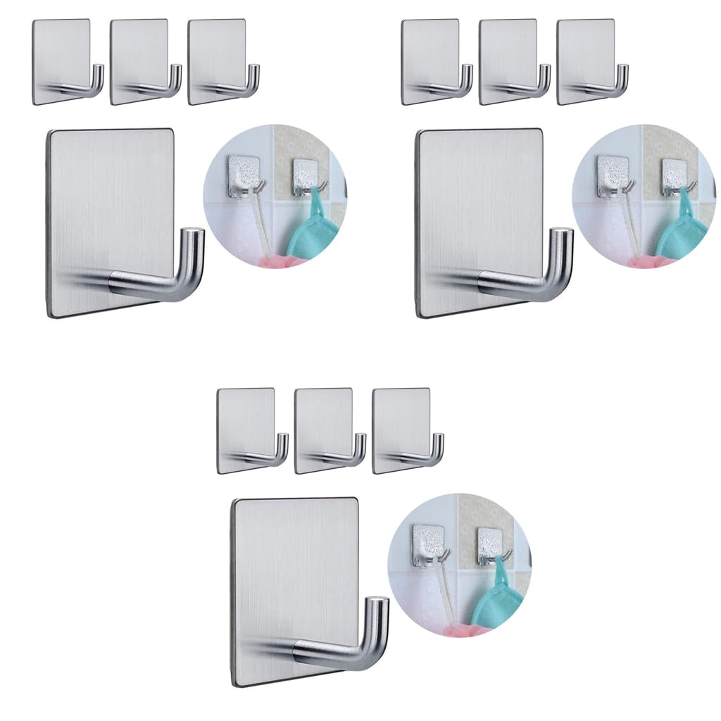 HASTHIP Hooks for Wall Without Drilling for Kitchens and Bathrooms featuring 6.8kg Load Capacity and 304 Stainless Steel | Pack of 4