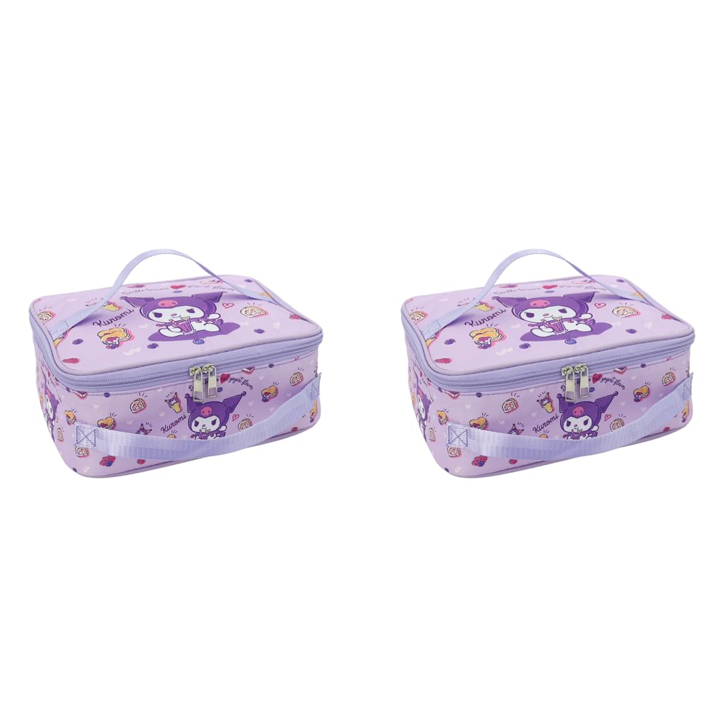 HASTHIP Cotton Insulated Bento Box Lunch Bag 11.4x8.3x3.9 in with Dual Handles | Purple for Kids and Adults