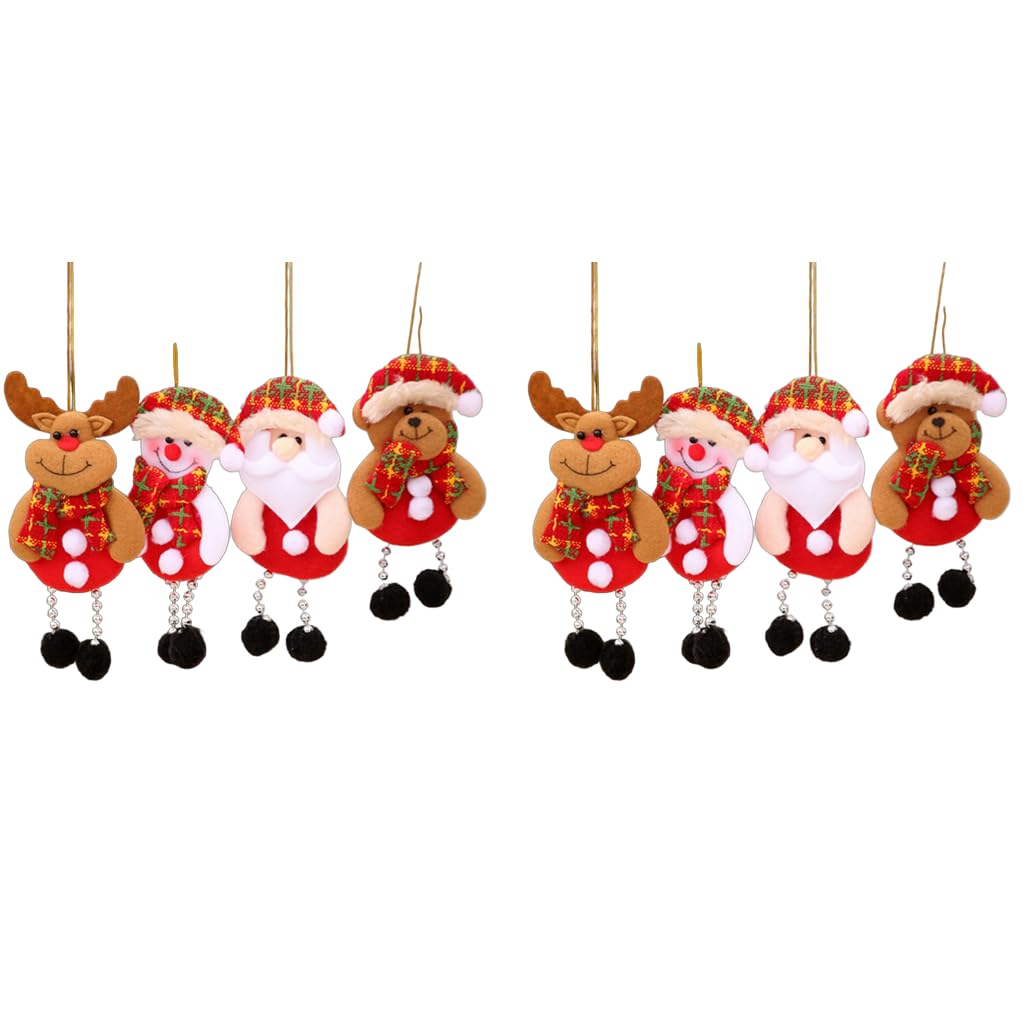HASTHIP Christmas Tree Decorations 8PCS Cotton Ornaments featuring Santa Snowman Reindeer and Bear for Xmas Home Decor | Hanging with String