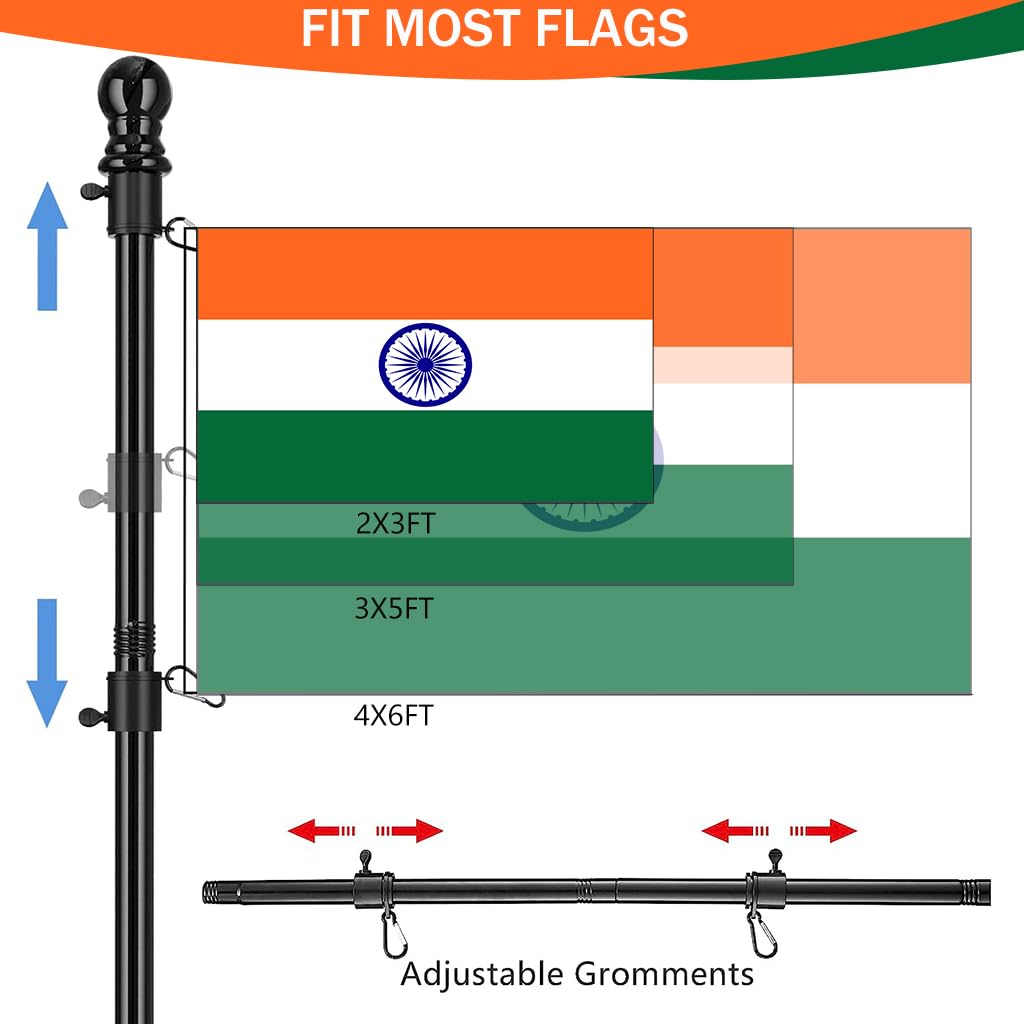 HASTHIP Flag Pole for Truck and Home Display with 150cm Telescoping Stainless Steel | 360° Tangle Free Rustproof Holder