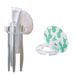 HASTHIP Wall Toothbrush Holder for Bathroom with 4 Slots and Central Toothpaste Organizer | Self-Adhesive Floral and Cactus Design Pack of 2