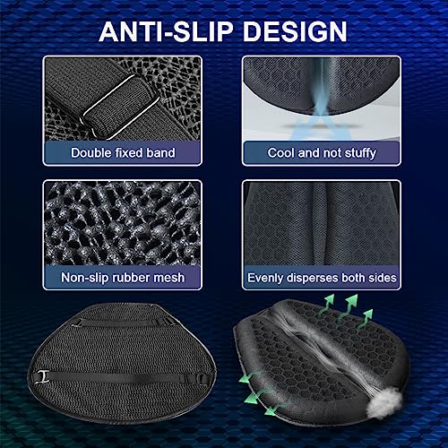 HASTHIP® Gel Seat for Bike, Detachable Gel Pad & 3D Honeycomb Motorcycle Seat Cushion, High Density, Shock Absorption Bike Seat Cover, Breathable, Durable Bike Seat Cushions for Long Drive