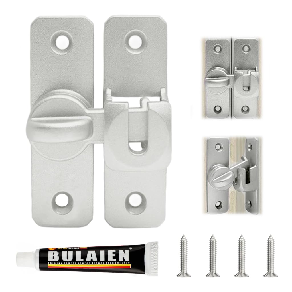 HASTHIP Door Latch for Gate Door and Cabinet featuring 90° 180° Design with Zinc Alloy Body | Silver
