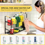 HASTHIP® Double Layer Water Bottle Holder Rack for Stanley 40 oz Tumbler, Carbon Steel Multipurpose Organizer for Kitchen or Bar, Fits Multiple Bottles, Space-Saving Shelf, 46x19.2x41cm