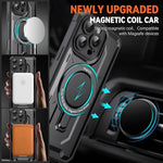 HASTHIP® for iPhone 15 Pro Max Case Compatible with MagSafe, 360° Rotatable Folding Stand with Ring Grip, Magnetic Shockproof TPU PC Protective Cover, Slim Anti-Scratch Clear Back