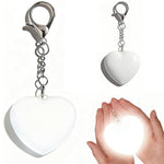 HASTHIP® USB Rechargeable Light-Up White Heart Couple Keychain Charm, 2'' Touch Control Glowing Pendant Bag Charm with Lobster Clasp, LED Luminous Purse Accessory for Backpack & Handbag,