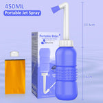HASTHIP® Bidé Portátil de Viaje 450ml EVA,Botella Pulverizadora Manual de Higiene Personal con Boquilla Desmontable en Ángulo,Ducha Mano Compacta Reutilizable para Baño y Camping (Azul