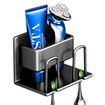 HASTHIP Toothbrush Holder for Bathroom with Dual Slots and Self Adhesive Mount | Aluminum Rack for Toothbrushes and Shaver