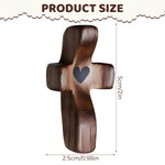 HASTHIP Handheld Prayer Cross for Spiritual Reflection with 1.9 in Curved Wood Design | Heart Emboss Center