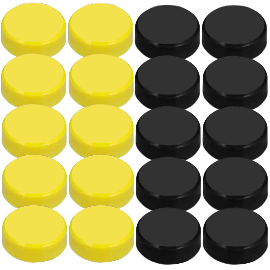 HASTHIP Fridge Magnets for Whiteboard and Refrigerator featuring 20pcs 2cm Strong Hold | Black and Yellow Round Design