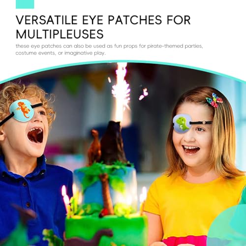 HASTHIP® 2Pcs Pirate Eye Patch for Kids Fun Cartoon Adjustable Soft Single Eye Patches for Lazy Eye Reusable 3D Contoured Eyes Pads No Pressure