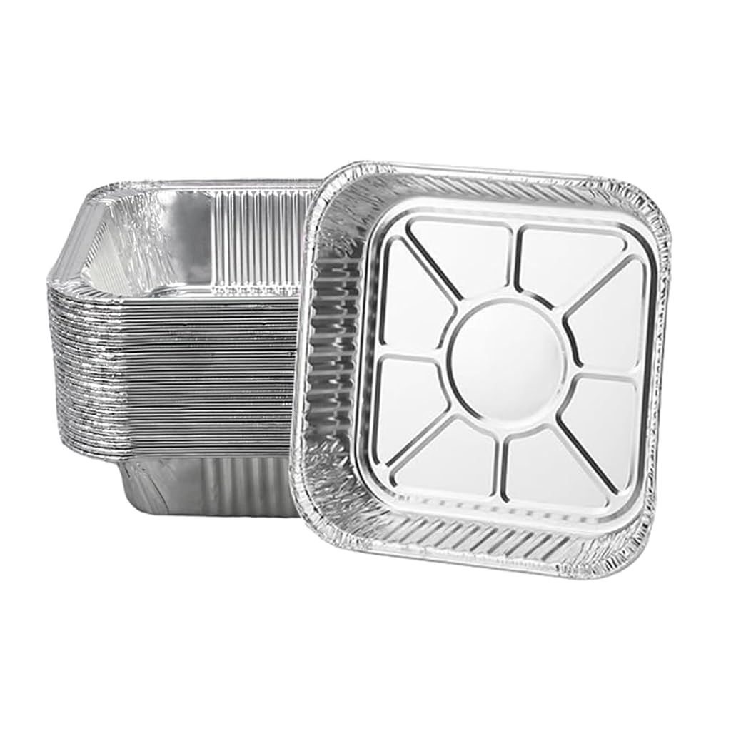 HASTHIP® 20PCS Non-Stick Air Fryer Aluminum Foil Liners Square, Also for Steamer Basket Instant Pot Oven & Grill (8 * 8 Inch)-Silver