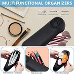 HASTHIP® Silicase Makeup Brush Holder Case with Cleaning Area, Silicone Cosmetic Brush Organizer Fits Full Size & Large Brushes, Magnetic Closure, Travel & Daily Storage (Brushes Not Included)