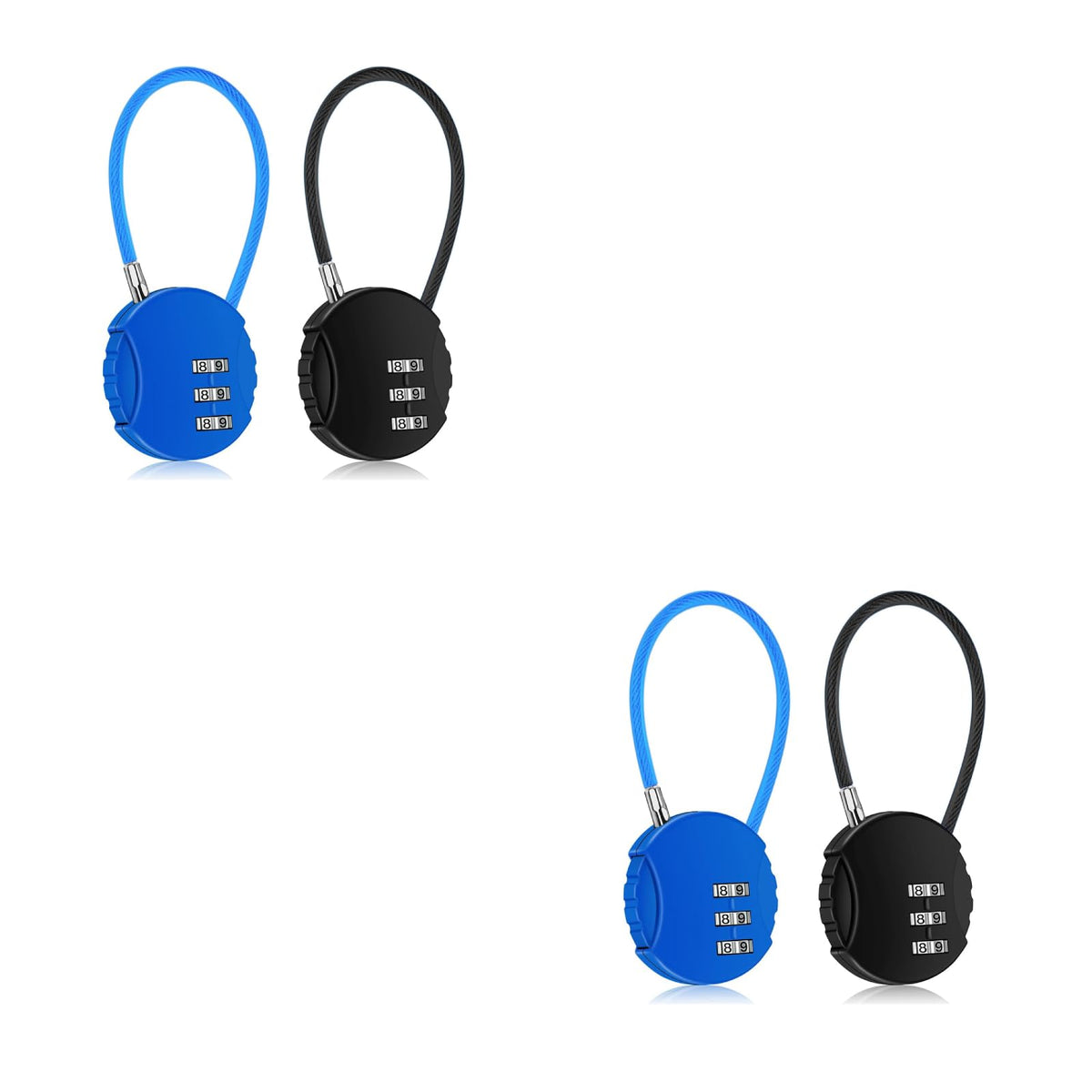 HASTHIP Combination Lock Padlock for Luggage and Locker with 3 Digit Code | 2Pcs Zinc Alloy Black&Blue