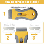 HASTHIP Retractable Metal Scraper for Stain and Glue Removal with 15 Blades | Ergonomic Safe Design