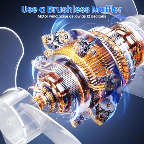 HASTHIP® USB Mini Desk Fan with Night Light, Clip-on Desk Fan, Stepless Airflow Adjustment with LCD Display, 3 Brightness, Rechargeable 7200mAh for Home, Office, Camping