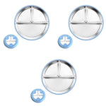 HASTHIP Kids Food Plate for Toddlers Self Feeding with Suction Cups 9 in 3 Compartment Stainless Steel