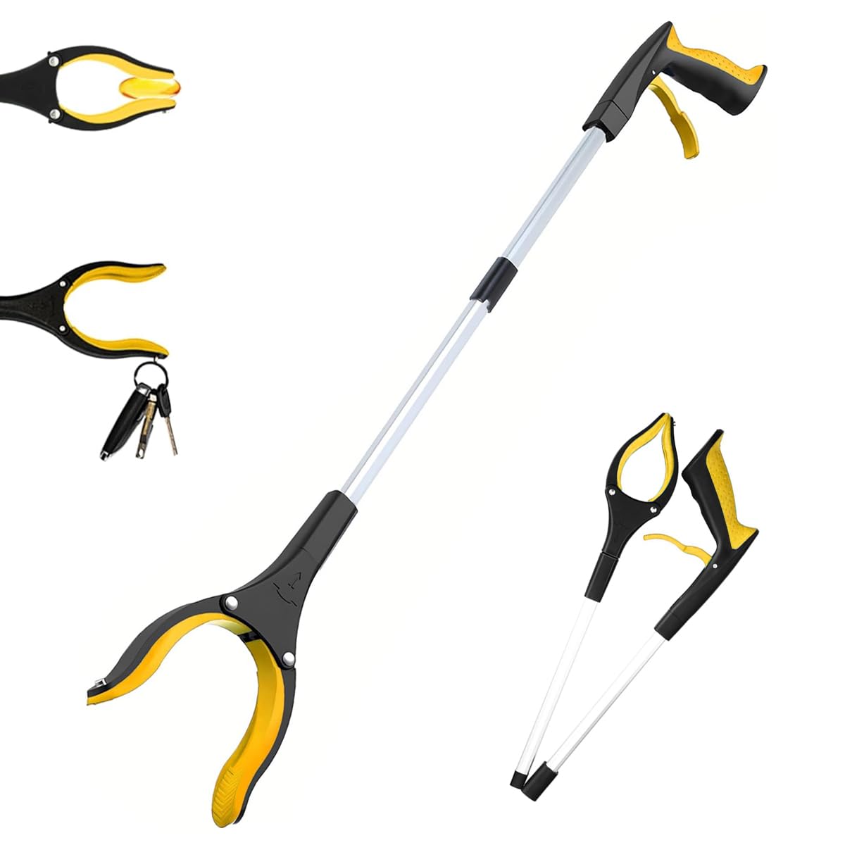 HASTHIP Grabber Reacher Tool for Litter and Household Use with 32.6 in Reach and Magnet | Foldable Aluminum Design for Elderly