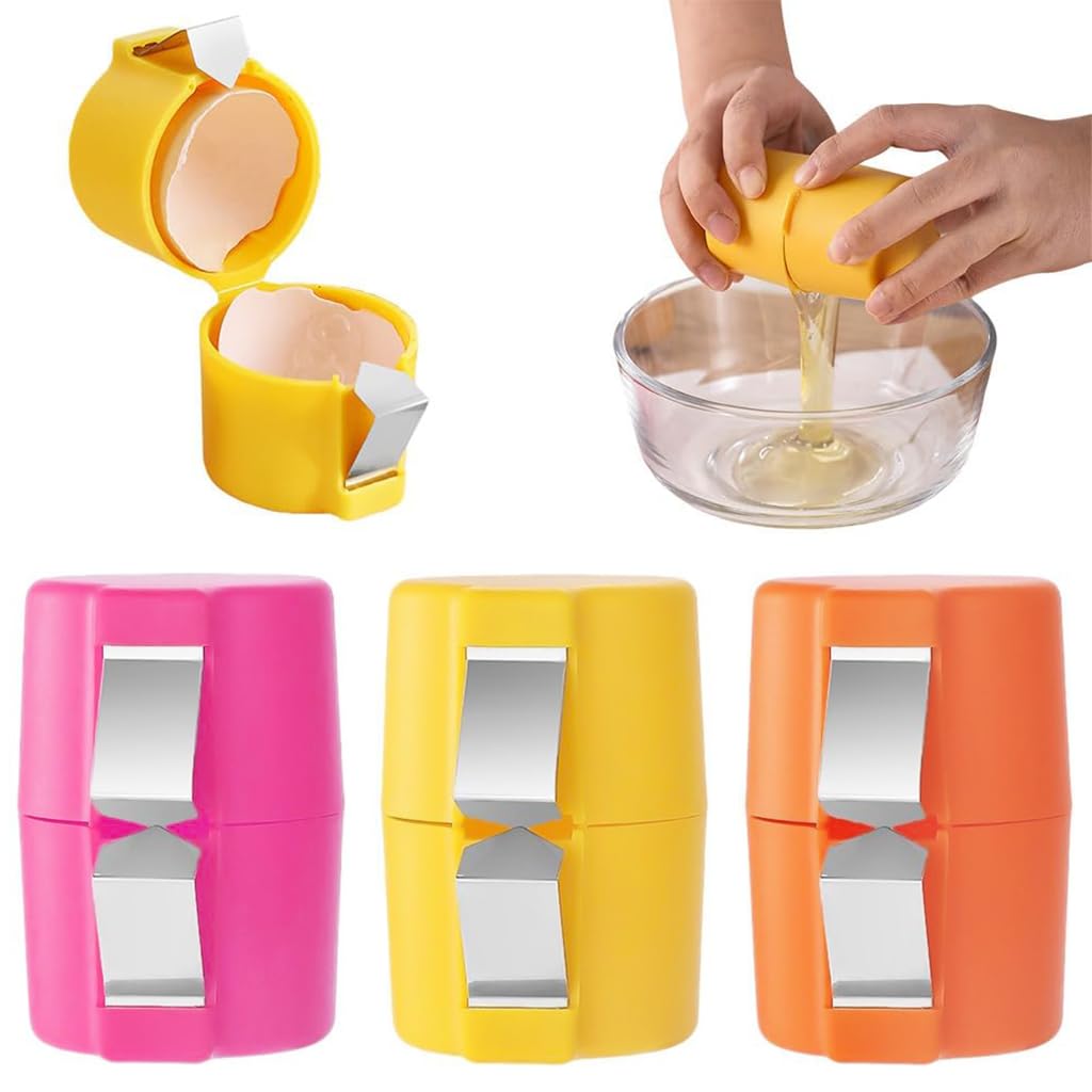 HASTHIP Egg Cracker Tool for Easy Egg Opening with Dual Hemispheric Chambers | 3pc Set