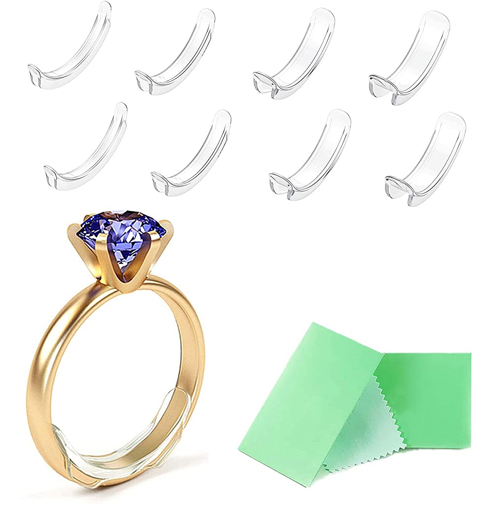HASTHIP® Ajustador Invisible de Tamaño de Anillo para Anillos Sueltos,Reductor Tamaño Unisex Silicona Transparente,8 Tamaños para Anillos 1-10 mm Ancho Ajuste Cómodo y Seguro