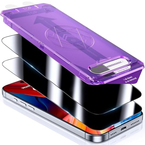HASTHIP® 2pcs HD Privacy Screen Protector for i Phone 16 Pro Max 6.9'' HD Tempered Glass Screen Protector with Installation Assistant Anti-glare Screen Protector for i Phone 16 Pro Max