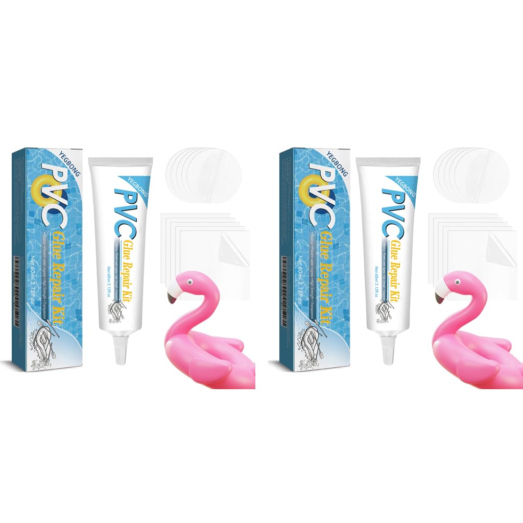 HASTHIP Waterproof PVC Repair Glue Kit for Pool Floats and Rafts with 10 Clear Patches 60ml
