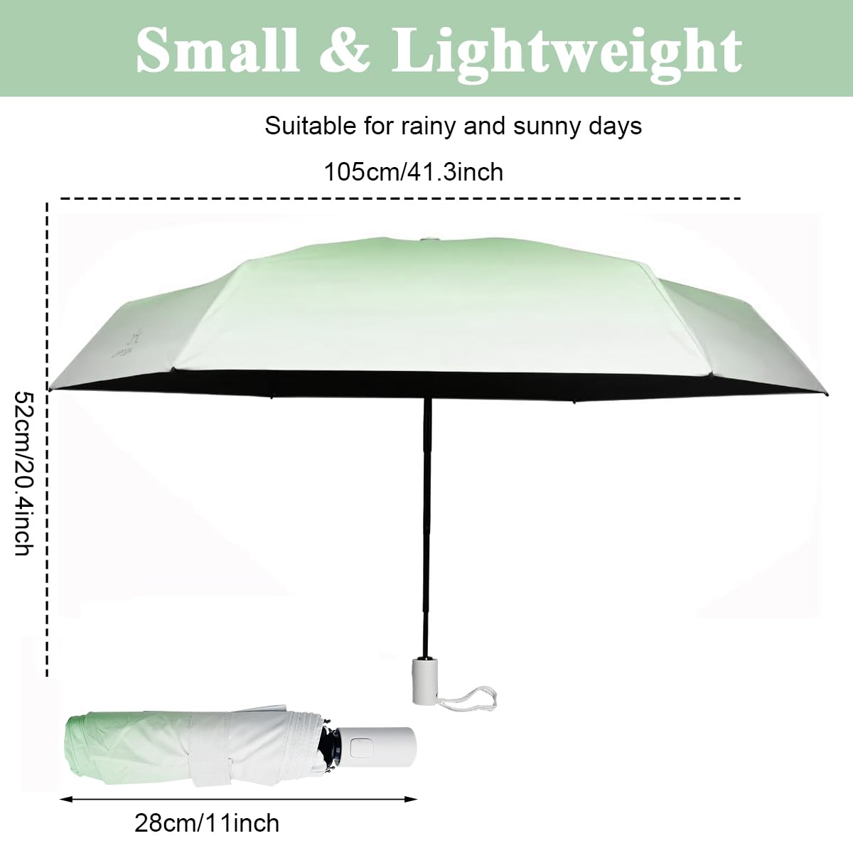 HASTHIP® Folding Umbrella for Women Rain & Sun Proof, UV Umbrella with 8 Strong Fiber Ribs, Gradient Modern Style Umbrella for Travel Lightweight Umbrella