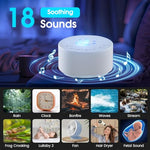 HASTHIP® White Noise Machine, White Noise Machine For Baby Adults Kids, with 7 Color Night Light, with 18 Soothing Melodies, Auto Off Timer Design, USB Cordless Rechargeable White Noise Sound Machine