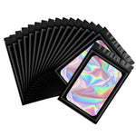 HASTHIP Smell Proof Mylar Bags for Food and Jewelry with Tight Zip Seal 100 Pcs 7.5x12cm | Black and Holographic Design
