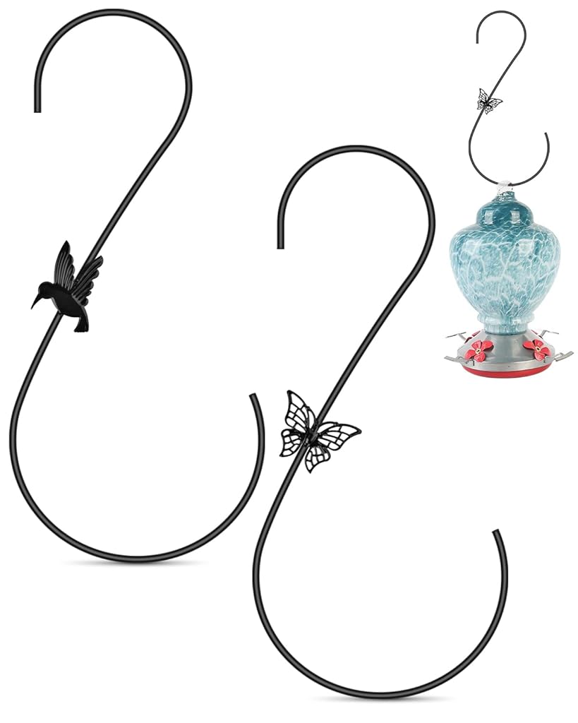 HASTHIP® 2Pcs Metal S Hooks for Hanging Bird Feeder 12'' S Metal HooksBird Feeder Hanging Hooks Planter Pots Ceiling Hanging Hooks Decorative Metal S Hooks Utility Large S Hooks