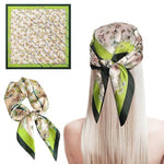HASTHIP® Pañuelo Grande Cuadrado Mujer 90x90cm, Estampado Vintage Elegante, Bufanda de Pelo Seda Suave, Bandana Ligera Versátil Accesorio de Moda Verde
