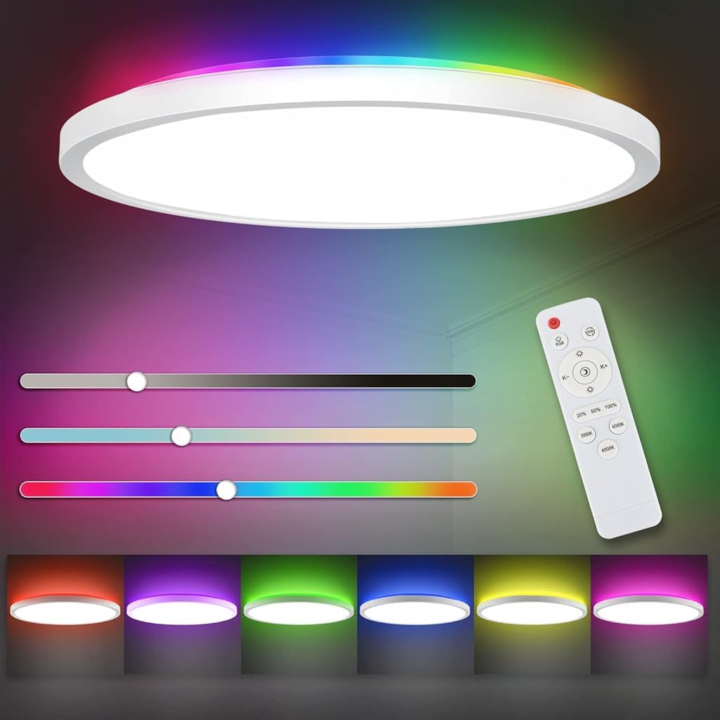 HASTHIP® Lámpara de Techo LED con Control Remoto 24W 3200lm 12 Pulgadas
