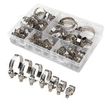 HASTHIP Pipe Clamps for Plumbing and Automotive with Adjustable Screw Fit 60Pcs 8–38mm | Stainless Steel Set in Storage Box