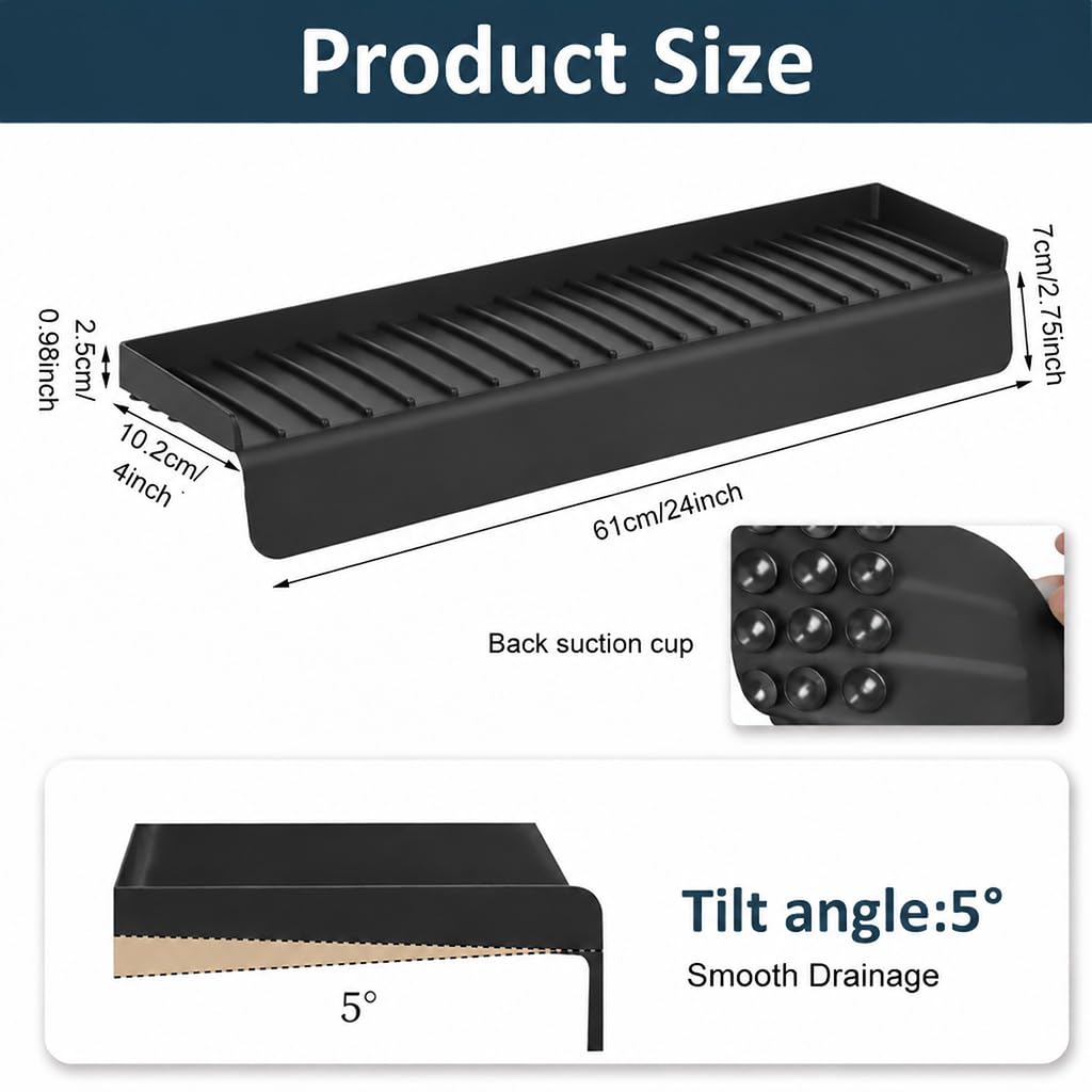 HASTHIP Silicone Sink Edge Protector, 4 x 24 in, 5mm Thick with 5 Degree Drainage Slope