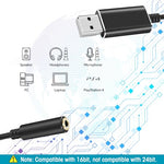 HASTHIP® Zeitel USB Sound Card, USB to 3.5mm Audio Adapter External Stereo Sound Converter for Laptop, PC, PS4, Headset, Microphone, Speakers, Gaming, Plug and Play