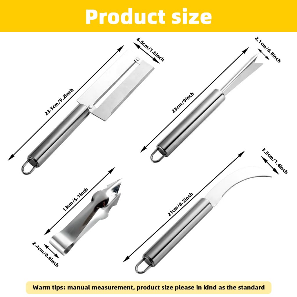 HASTHIP Pineapple Peeler Tool Set for Easy Fruit Prep featuring Curved Blade & Ergonomic Handles